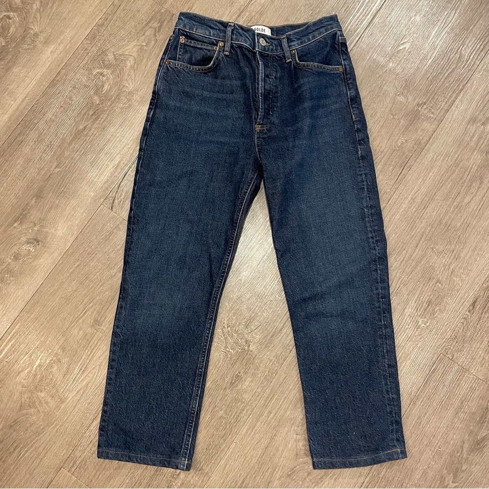 Agolde Riley Crop Ankle Length Dark Blue Straight Jeans